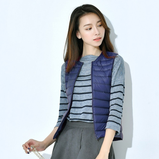 덕다운 조끼 지퍼형 패딩 경량 오리털 베스트 여성 여자 겨울