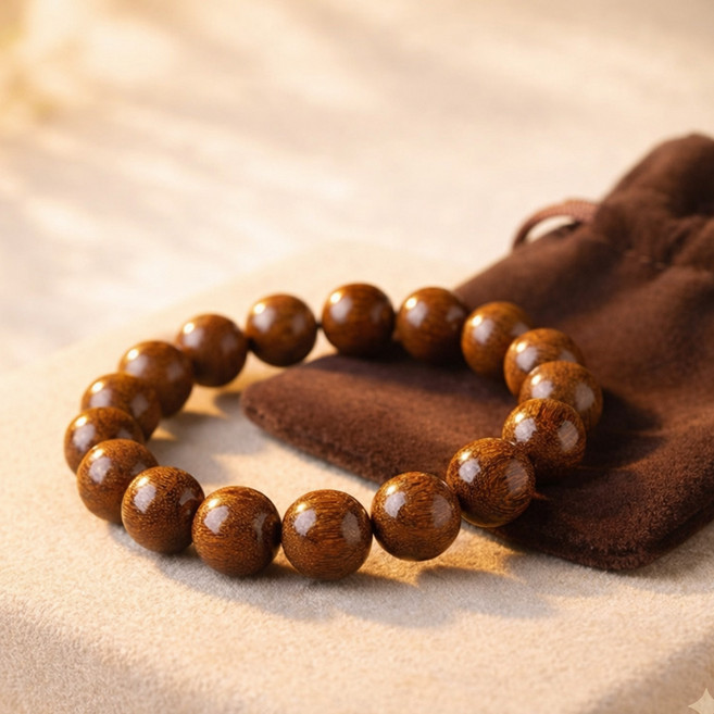 천연 원목 백단향 나무 염주 팔찌 소원 행운 재물운