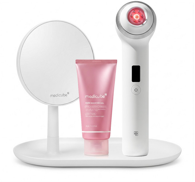 에이피알 메디큐브 에이지알 울트라튠 40.68 +PDRN 부스터 젤 + 전용 거울, 화이트