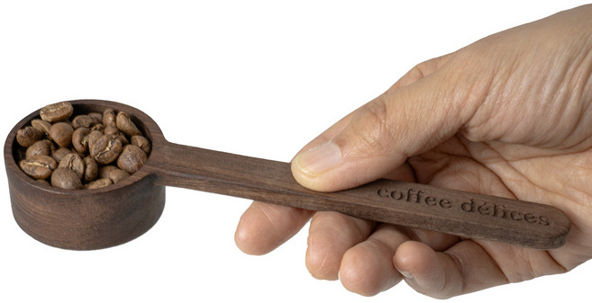 커피데리스 호두나무 커피 스쿱 우드 원두 계량스푼 월넛 원목, 소형, 1개