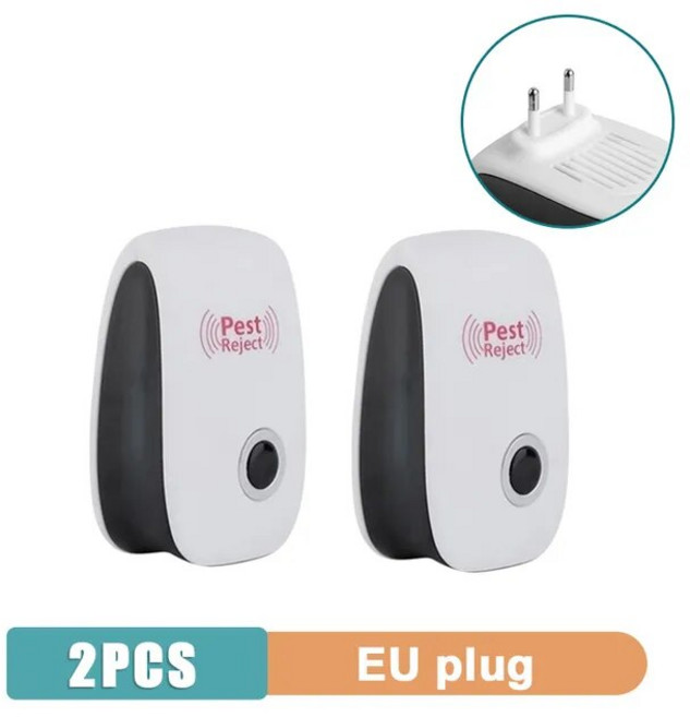 가정용포충기 가정용 포충기 해충 퇴치 초음파 안티 모기 킬러 곤충 Repeller 마우스 바퀴벌레 거미 제어 실내 음소거 구충제 공지사항, 2.2PCS EU - EU