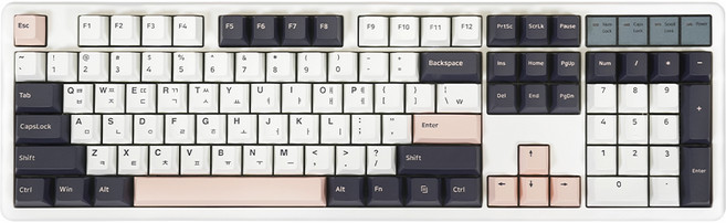 큐센 Q104 PBT V1 유선 무선 블루투스 기계식 키보드 화이트 애플민트축, DT35 104 PBT V1