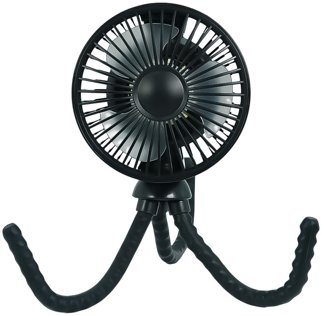 디프 유모차 문어발 선풍기 각도조절 LED, 1개, 블랙