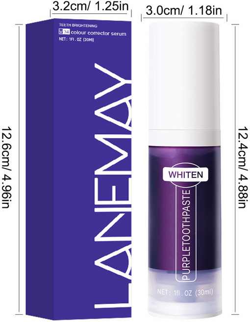 Purple Toothpaste 30g Brightening Essence for Teeth Stain Removal, 1個, 款30克盒裝僅供出口銷售，禁止國