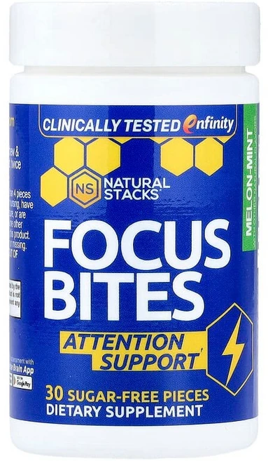 Natural Stacks Focus Bites 멜론-민트 무설탕 30개 NSK-13073, 1개 - 쿠팡