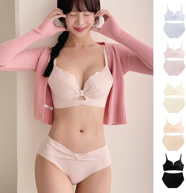 이너리티 2cm 볼륨업 리본셔링 꼬임 브라팬티 세트