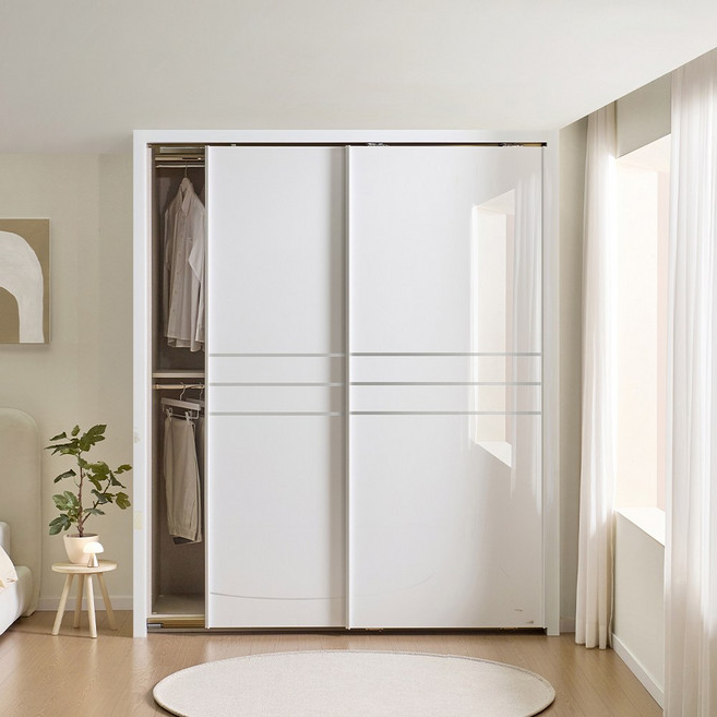 보루네오 라인 작은방 슬라이딩 붙박이장 맞춤가구 190cm, 화이트 190cm