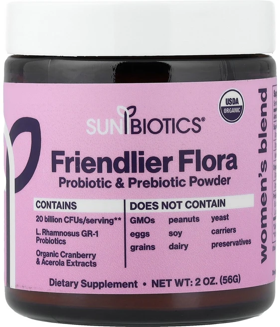 Sunbiotics Friendlier Flora Women's Blend Probiotic & Prebiotic Powder 2 oz 56 g, 56g, 1개 - 쿠팡