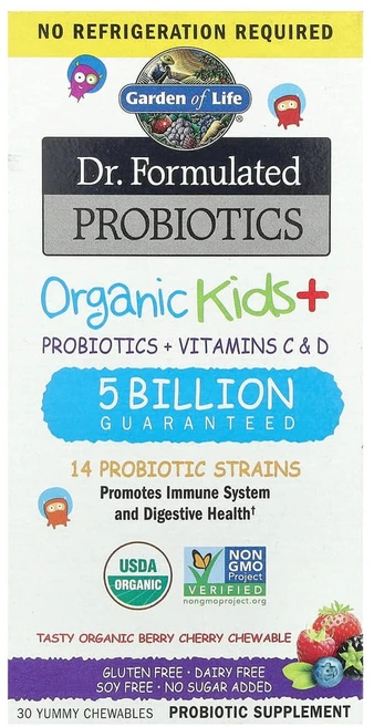 가든오브라이프 Dr. Formulated Probiotics 키즈 + 베리 체리 츄어블 30정, 1개 - 쿠팡