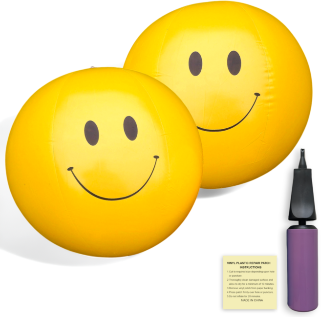 준비끝 스마일 비치볼, 2개, 옐로우, 36cm