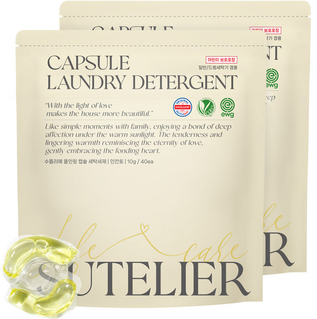 수뜰리에 8in1 고농축 올인원 캡슐세제 인칸토, 40개입, 2개