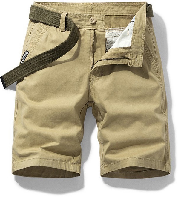 男士休閒素面短褲 附皮帶 尺碼28-36腰