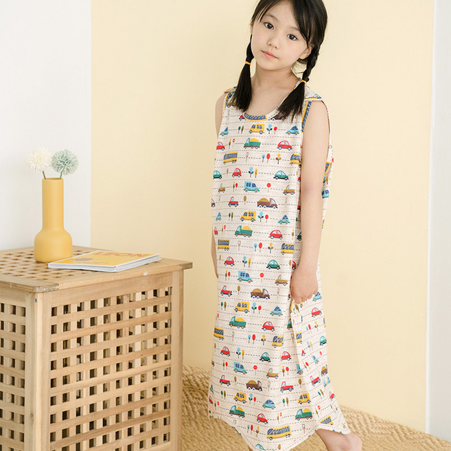 꾸미 국내산 면 슬라브 유아 봄 여름수면조끼 유아동수면조끼