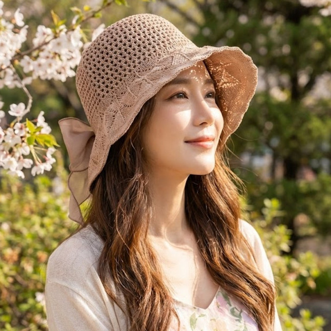 티앤비 여성 봄 여름 리본 버킷햇 챙넓은 나들이 모자