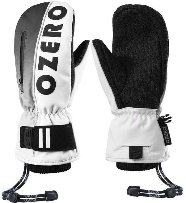 오제로 케블라 겨울 방한 방수 스키 장갑, 화이트, 1개