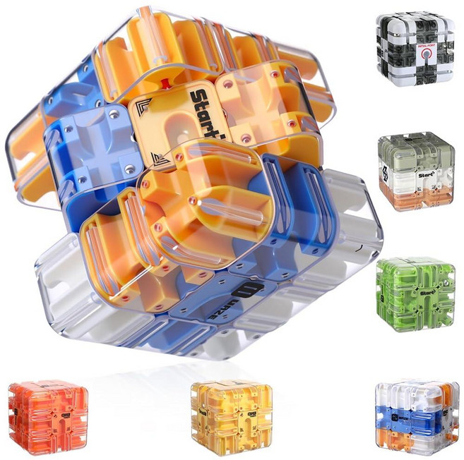 [4] Wovnet 1세트 7.6x7.6cm(3x3인치) 대형 미로 3D 롤링 퍼즐 미로 게임 중력 3D 퍼즐 큐브 브레인 티저 볼 게임 어린이 교육 감각 장난감 성인용 선물, 블루