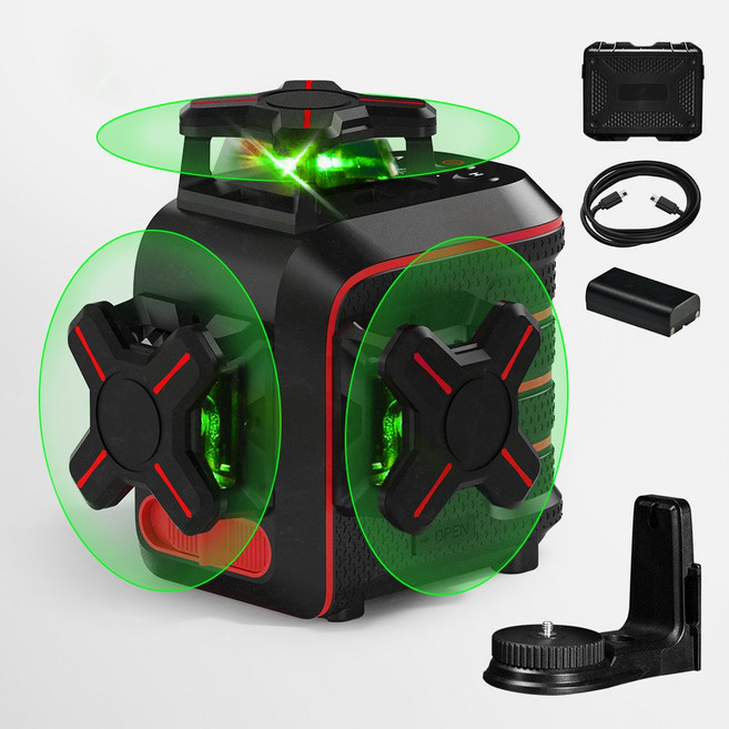 맥파이 휴대용 그린 레이저레벨기 3D VADER 3D 배터리 포함, 1개