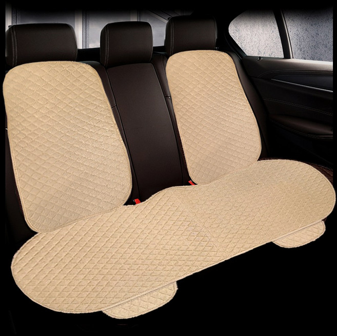 벤비아믹스 차량용 사계절 시트커버 풀세트 마소재 앞/뒤 좌석 옵션 자동차 시트커버 풀세트 마방석 린넨 여름방석 겨울방석 00749, 1세트, N3 베이지 뒷세트