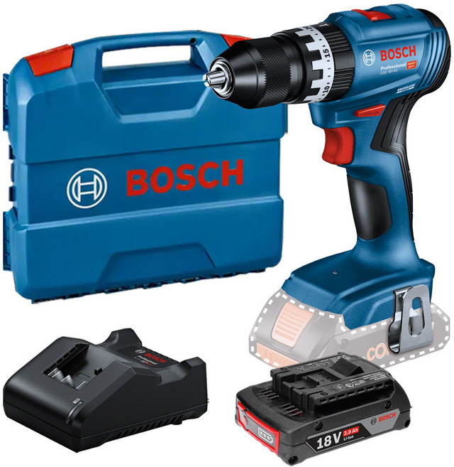 보쉬 GSB18V-45 충전 18V 해머 드릴 2.0Ah 배터리 1개 세트