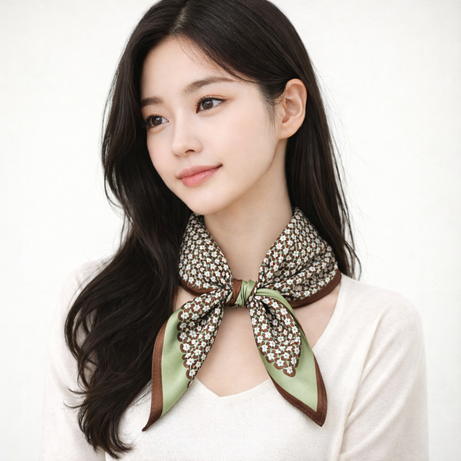 하하자매 여성 실크100% 사각 쁘띠 스카프