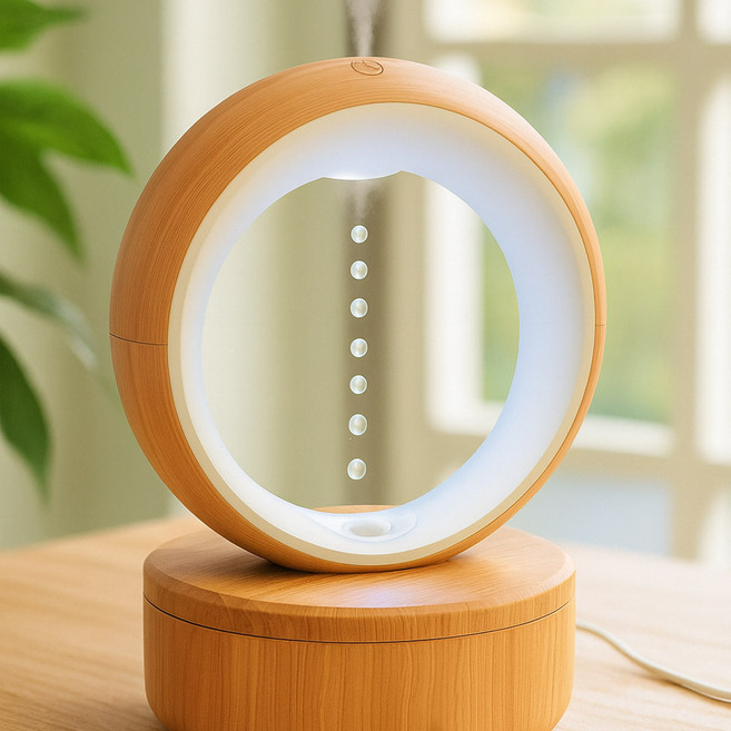 머레이 무중력 물방울 물멍 LED 초음파 가습기 680ML 무드등, 우드, G0001060997