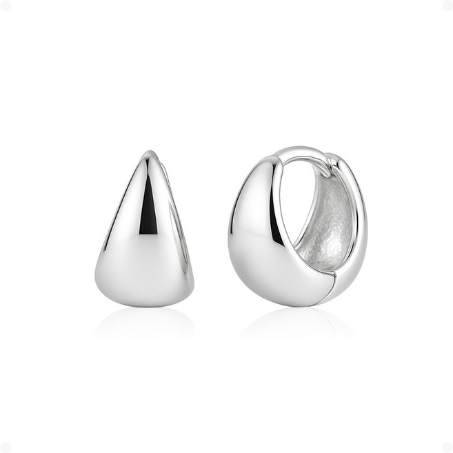 ARIN 실버925 원터치귀걸이 미니 물방울 데일리 원터치 링 귀걸이 (2 size) AOB011