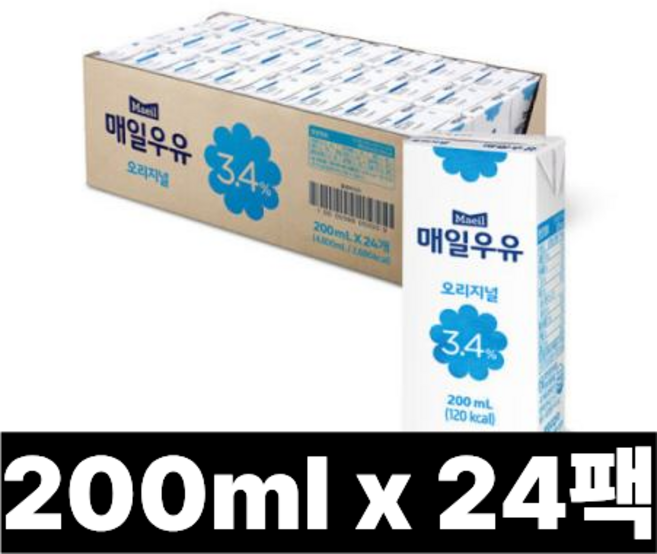매일 멸균우유 오리지널, 200ml, 24팩