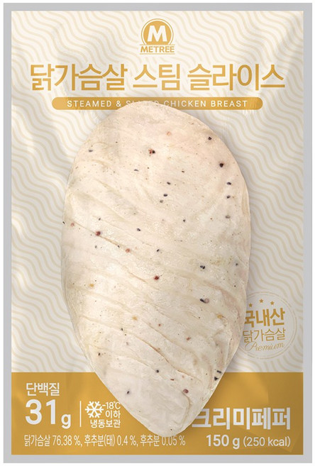 미트리 닭가슴살 스팀 슬라이스 크리미페퍼, 150g, 24개