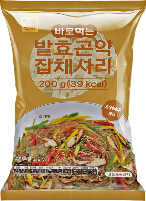 [No 불리고 삶고 굳거나 쉬지않는 100g당 19.7kcal] 빼빼곤약 발효곤약잡채사리 200g x 10팩, 10개