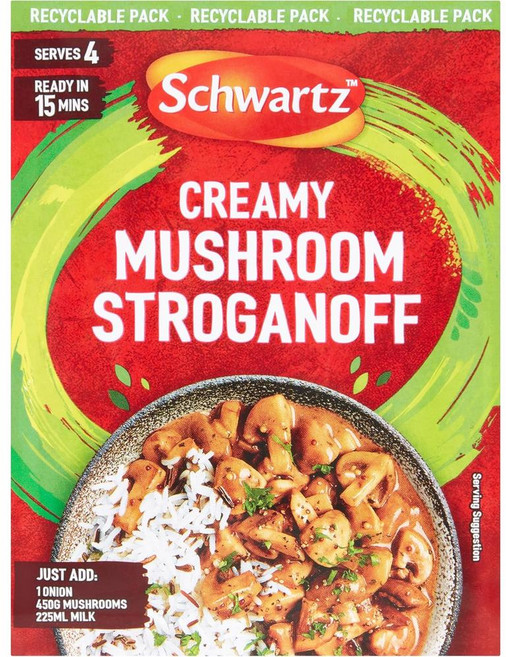 영국 슈왈츠 Schwartz Creamy Mushroom Stroganoff 크리미 머쉬룸 스트로가노프 파스타 시즈닝, 4개, 35g