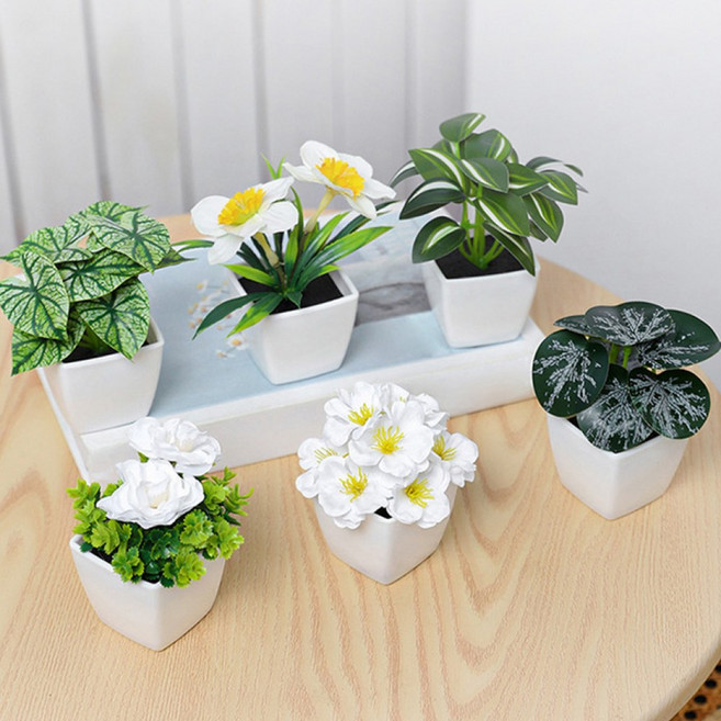 하스몰 플랜테리어 인조 조화 미니 화분 6종세트, 1개, 혼합색상