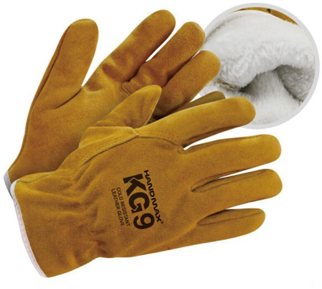 핸드맥스 천연 소가죽 방한장갑 KG9, 황토색, 1세트