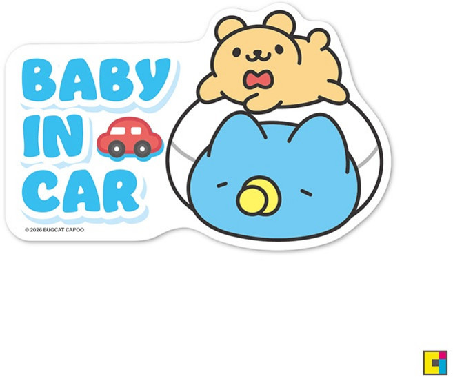 貓貓蟲-咖波 BABY IN CAR 防水防曬貼紙, 1個
