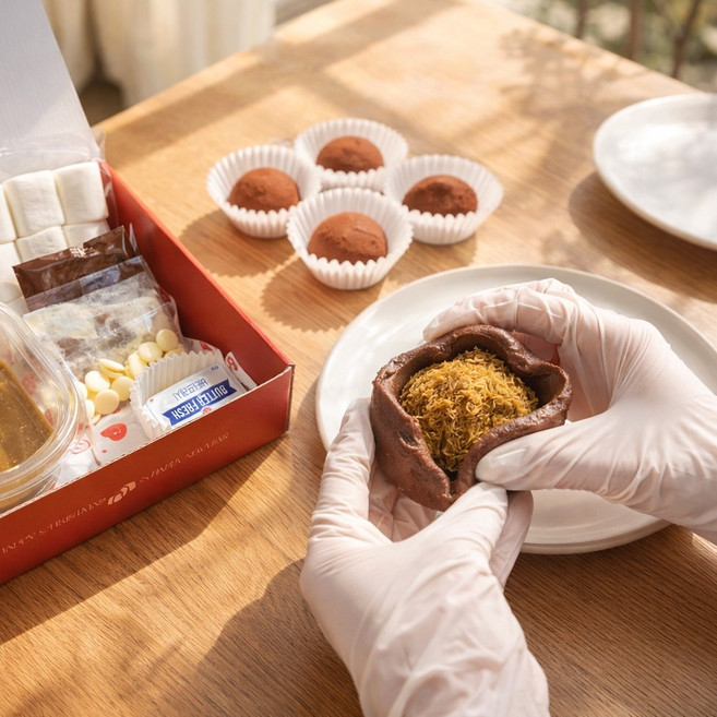 두바이 쫀득쿠키 만들기 키트 DIY 두쫀쿠 키트 두쫀쿠만들기 세트 발렌타인데이 선물, 1세트, 500g