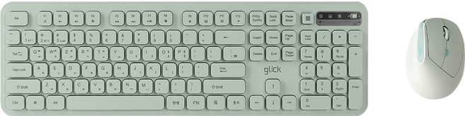 지클릭커 오피스프로 인체공학 WMK760 사일런스 L 무선 블루투스 키보드 버티컬 마우스 세트, 그린