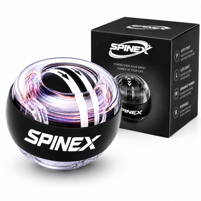 스피넥스 LED 자이로볼 전완근 손목운동기구 SPX-G100, 블랙, 1개