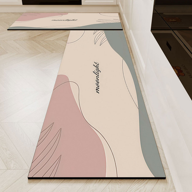 다다러그 천연 규조토 주방 발매트 2종 세트, C문라이트 (2종x1세트)