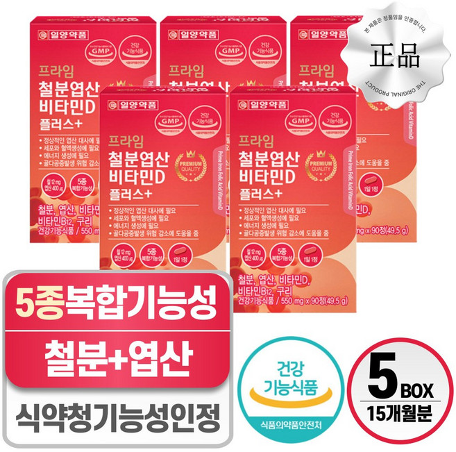 여성 철분 영양제 헬시위듀 임산부 철분제, 5개, 90정