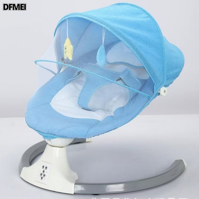 DFMEI 嬰兒電動搖搖椅寶寶哄睡搖籃牀帶娃睡覺安撫椅躺椅, 電動搖椅+綠