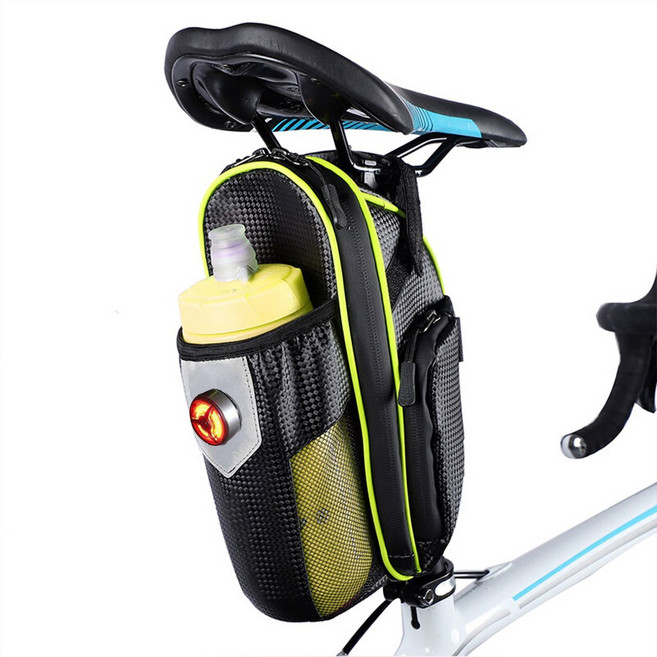 슈퍼인 대용량 방수 자전거 안장가방 야간반사 멀티포켓 프레임가방, 블랙, 1개