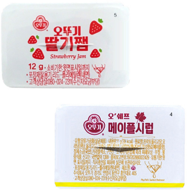 오뚜기 일회용 딸기잼 20개 + 메이플시럽 4개 디스펜팩 딸기 시럽 1세트