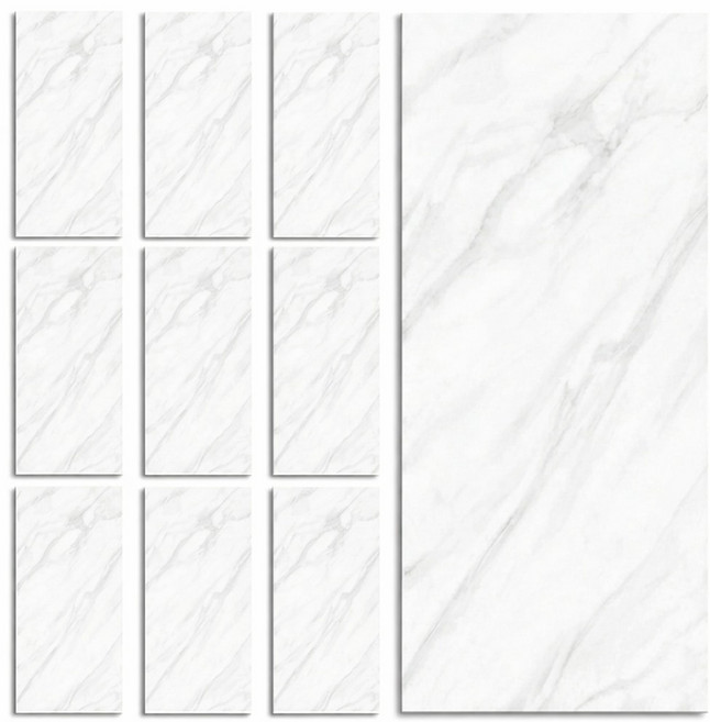 카로히포 접착식 붙이는 방수 타일 시트지 스티커 10개, 화이트대리석