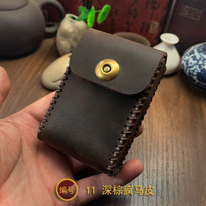 NP09粗煙盒軟包硬包整包入頭層厚牛皮手工縫製頭層經典男士20支裝