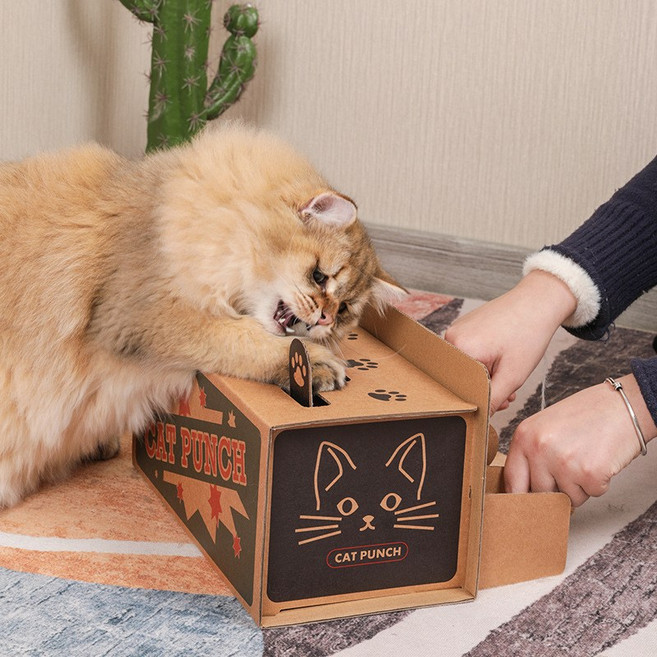 해피포우 고양이 두더지잡기 게임 장난감 냥냥펀치, 1개, 브라운