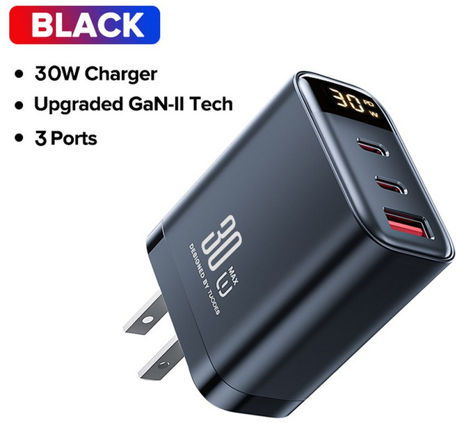 투오데스 30W GaN USB 충전기 3포트 16 17 PD3 타입 고속 충전 차지 어댑터