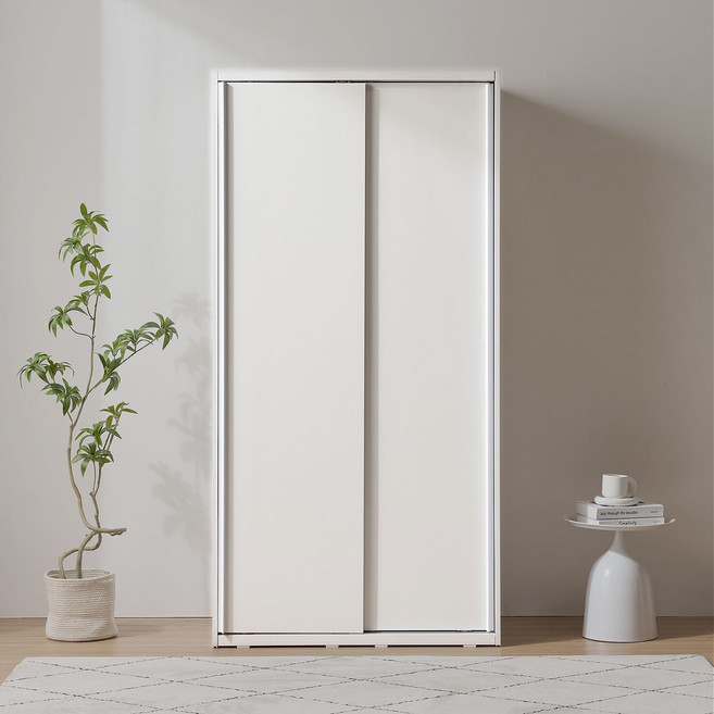 파로마 소이 1000 슬라이딩 옷장 긴옷장형 YUR201, 화이트화이트