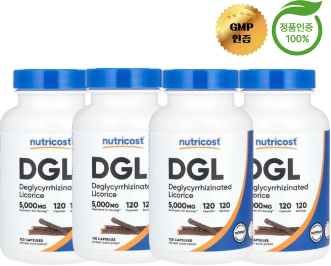 뉴트리코스트 DGL 감초 5000mg, 4개, 120정 - 쿠팡