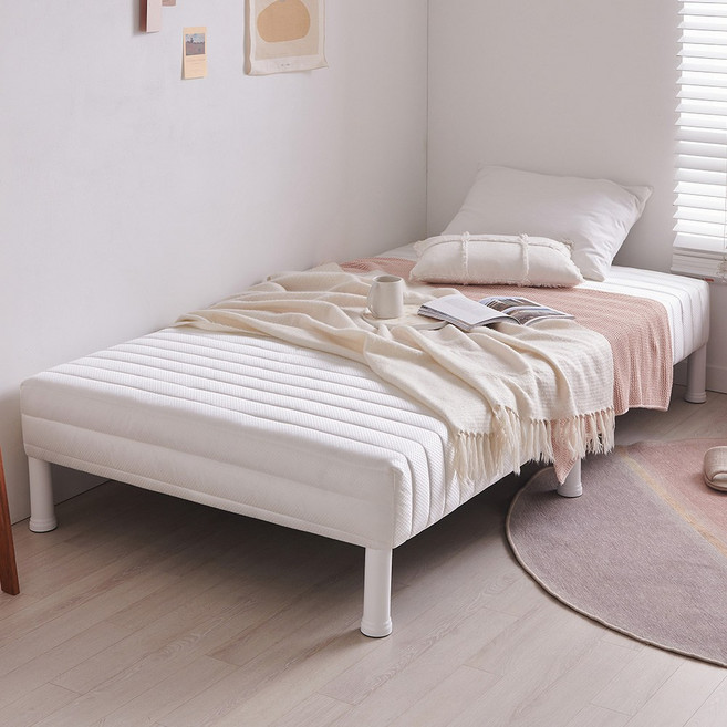 아씨방가구 앰버 1인용 미니 원룸 매트리스 일체형 침대 슈퍼싱글 SS, 화이트