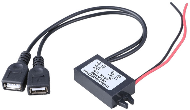 DC12-24V ~ 5V3A 스텝다운 전원 어댑터 이중 USB 효율 모듈 전압을 12V-24V에서 5V3A로 변환, 1개