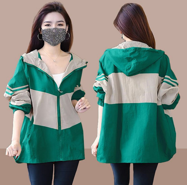 봄여름 여성 캐주얼 얇은 후드집업 아노락 자외선차단 루즈핏 카디건 경량 트렌치코트